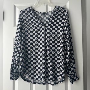 Ann Taylor Floral Print Mixed Media Pleat Front Top | Size S
